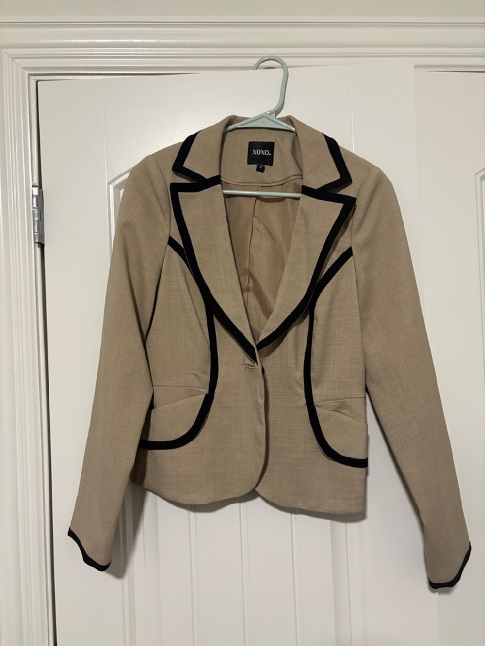 XOXO Tan Blazer with Black Trim